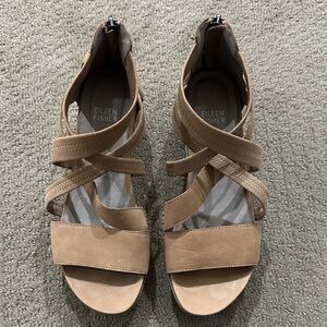Eileen Fisher Women's Beige Crisscross Sandals